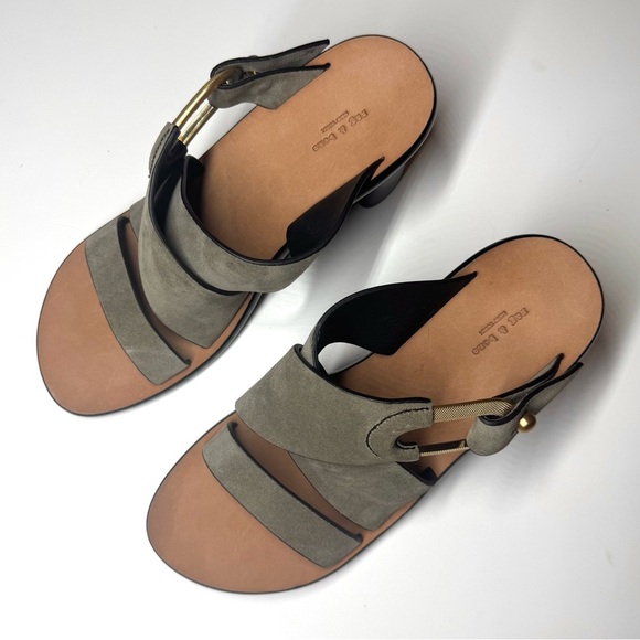 Rag & Bone Women’s August Mule Olive Green Heeled Sandals Size- 7.5 - Picture 6 of 11